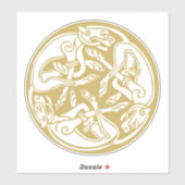 Sticker Trio de chiens celtiques dorés (Feuille)