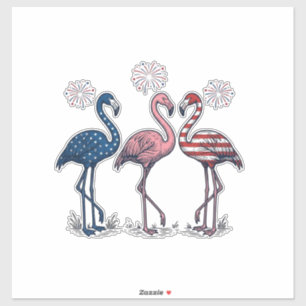 Sticker Trio de flamants patriotiques dessin de gravure vi