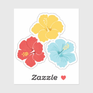 Sticker Trio de fleurs d'Hibiscus tropical – Rouge, Jaune 