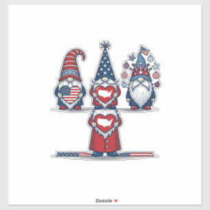 Sticker Trio de gnomes patriotiques dessin vectoriel vinta