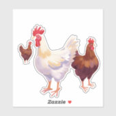 Sticker Trio de poulets amusants (Feuille)