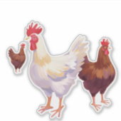 Sticker Trio de poulets amusants (Devant)