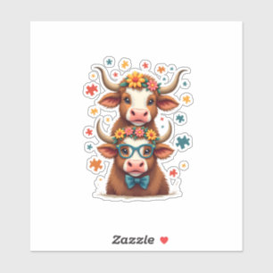 Sticker Trio de vaches highland autisme vintage regardant 
