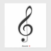 Sticker Triple Clef Musical Note, (Feuille)