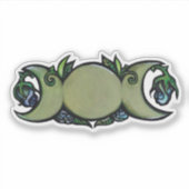 Sticker Triple Moon Bloom – Botanical Wiccan Symbol   (Devant)