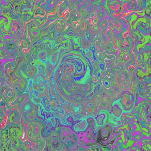 Sticker Trippy Chartreuse et Blue Retro Liquid Swirl (Devant)