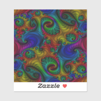 Sticker Trippy Psychedelic Fractal Arc-en-ciel
