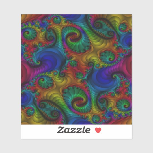Sticker Trippy Psychedelic Fractal Arc-en-ciel (Feuille)