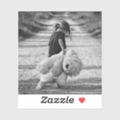 Sticker triste fille marchant avec l'ours (Feuille)