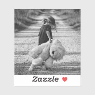 Sticker triste fille marchant avec l'ours