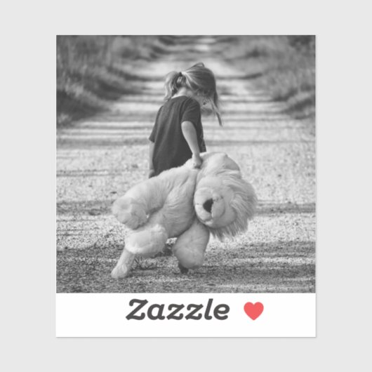 Sticker triste fille marchant avec l'ours (Feuille)