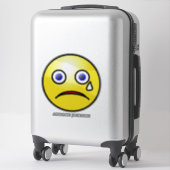 Sticker Triste Tear Face Emoji Yellow Face Ajouter Nom 14" (Sur valise)