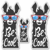 Sticker Trois Be Cool Black Llamas avec Lunettes de soleil (Devant)