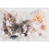 Sticker Trois beaux et mignons chatons aquarelle (Devant)