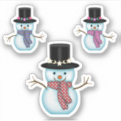 Sticker Trois bonshommes de neige mignons Art de Noël (Devant)