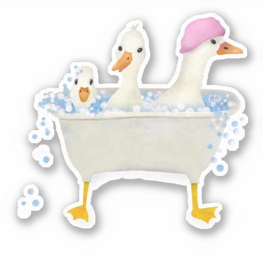 Sticker Trois canards dans une baignoire pétillante (Devant)