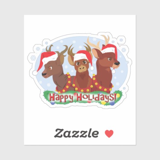 Sticker Trois cerfs de Noël (Feuille)