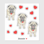 Sticker Trois chiens carlin (Feuille)