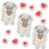 Sticker Trois chiens carlin (Devant)