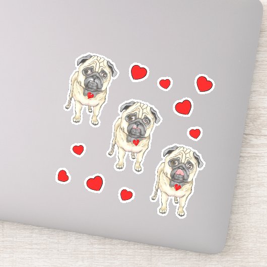 Sticker Trois chiens carlin (Détail)