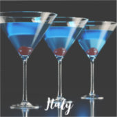 Sticker Trois cocktails bleus avec cerise sur noir (Recto)