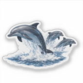Sticker Trois dauphins sautants, conception de chapeau de  (Devant)