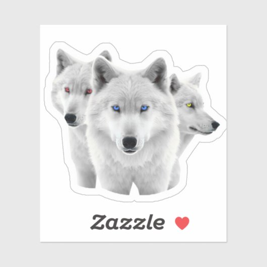 Sticker Trois Loups blancs (Feuille)