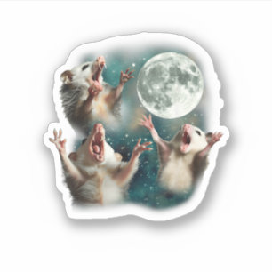 Sticker Trois Possum Moon 3Opossum Drôle Mème Maudit bizar