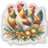 Sticker Trois poules françaises | Douze jours de Noël (Devant)
