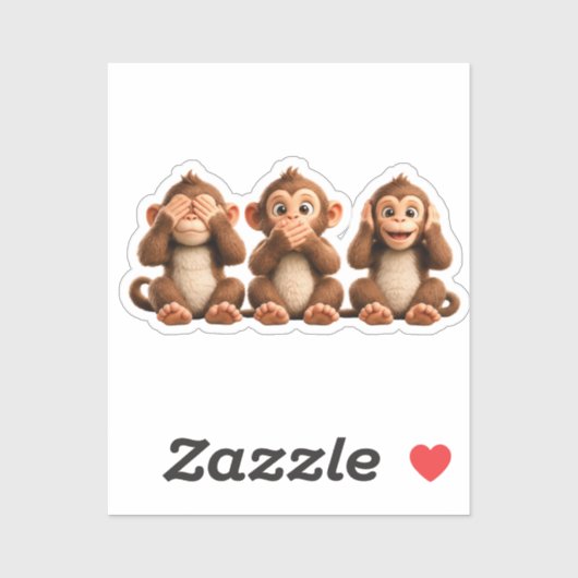 Sticker Trois singes sages (Feuille)