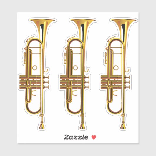 Sticker Trois trompettes en laiton (Feuille)