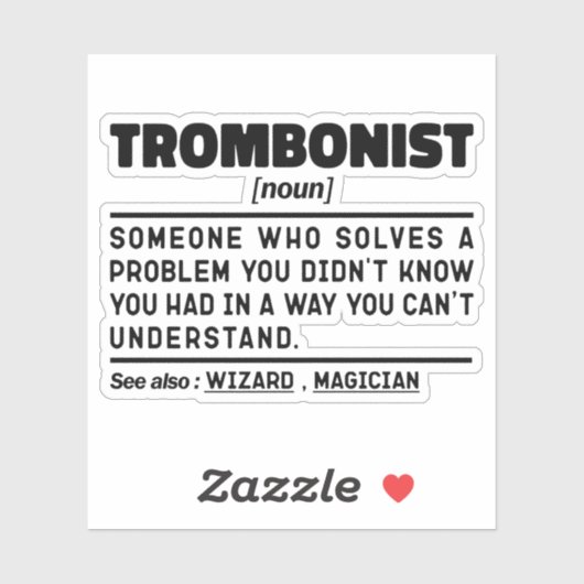 Sticker Tromboniste Noun Définition Trombone Player Sarcas (Feuille)