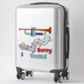 Sticker Trompette colorée Notes musicales et texte (Sur valise)
