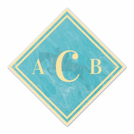 Sticker Tronc de cheval turquoise marbrée monogramme (Devant)