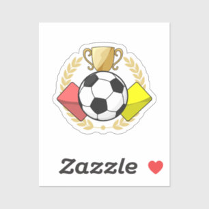 Sticker Trophée de football rouge et jaune