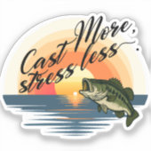 Sticker Trophy Bass Fishing Graphic Cast More, stress less (Recto)
