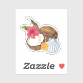 Sticker Tropical Coco et Coquillage (Feuille)