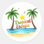 Sticker Tropical Escape Palm Beach (Devant)