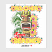 Sticker Tropical Funny Plages Aloha Hawaiian Tiki (Feuille)