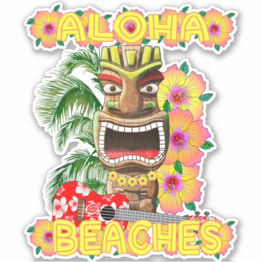 Sticker Tropical Funny Plages Aloha Hawaiian Tiki (Devant)