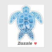 Sticker Tropical Island Sea Turtle Design en bleu (Feuille)