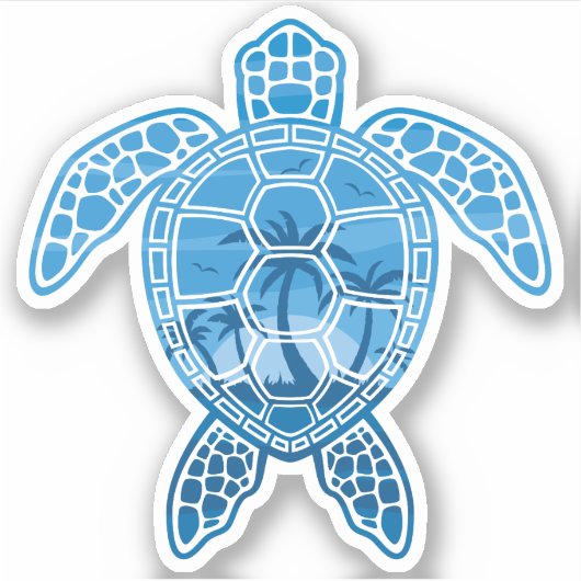 Sticker Tropical Island Sea Turtle Design en bleu (Devant)