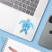 Sticker Tropical Island Sea Turtle Design en bleu (Ordinateur portable avec iPhone)