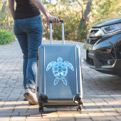 Sticker Tropical Island Sea Turtle Design en bleu (Valise Insitu)