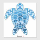 Sticker Tropical Island Sea Turtle Design en bleu (Feuille)