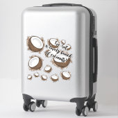 Sticker Tropical Summer Brown White Coconut Fruit Citation (Sur valise)