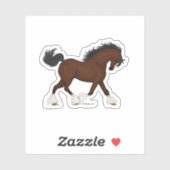 Sticker Trotting Clydesdale Horse équestre (Feuille)