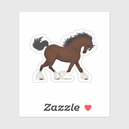 Sticker Trotting Clydesdale Horse équestre (Feuille)