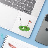 Sticker Trou de golf avec drapeau (Ordinateur portable avec iPhone)