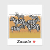 Sticker Troupeau de zèbres (Feuille)
